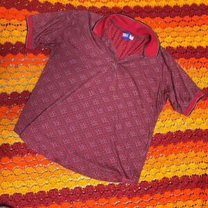 American Vintage Men's Red and Burgundy Polo-shirt